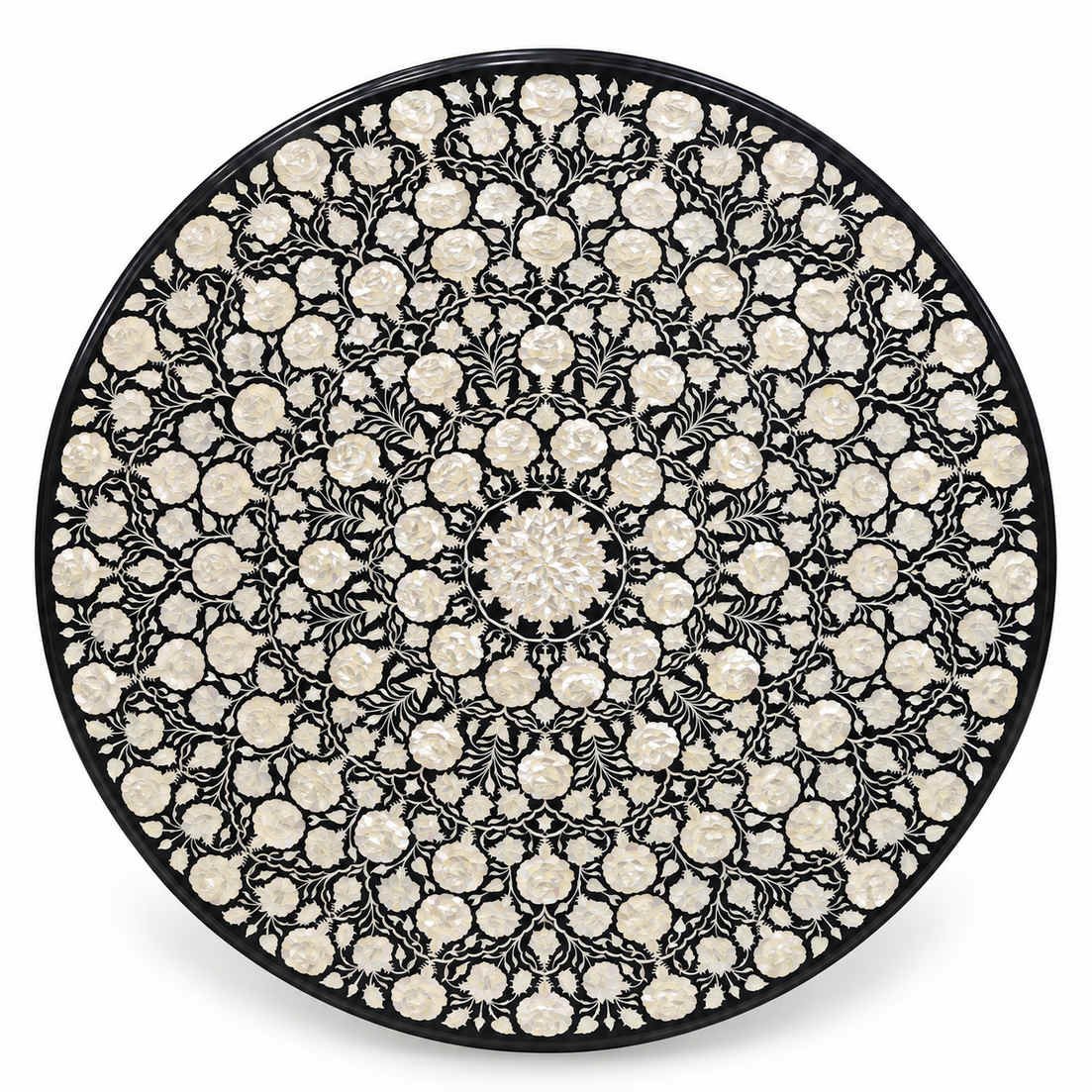 48-Inch Round Mother of Pearl Floral Marble Inlay Table Top