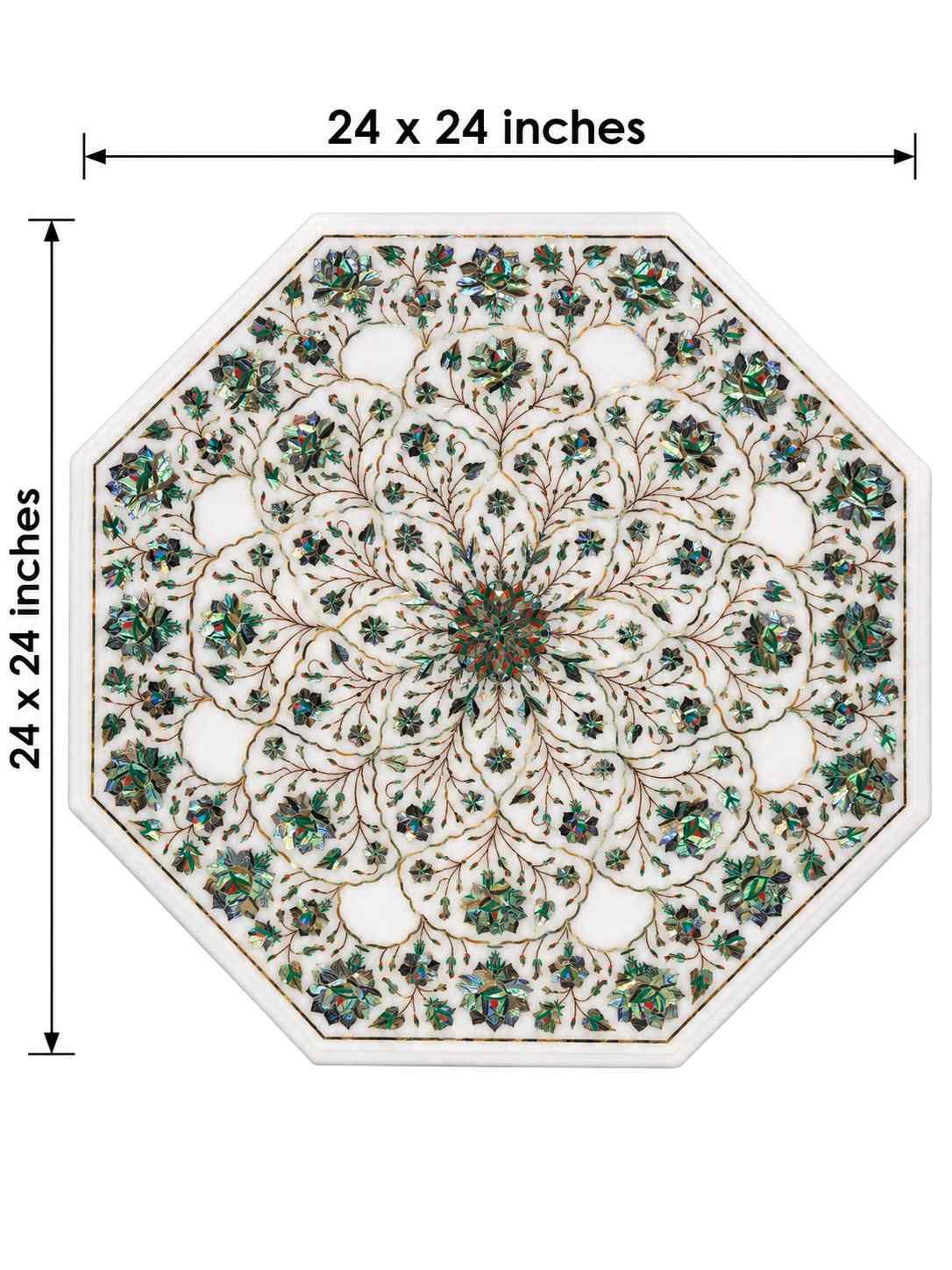 24-Inch Octagonal Abalone Shell Floral Marble Inlay Table Top alternate view