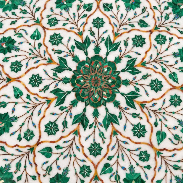 24-Inch Octagonal Malachite Floral Arabesque Marble Inlay Table Top alternate view