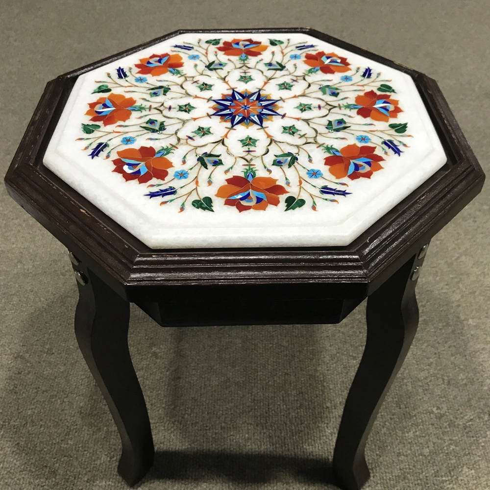 Elegance Marble Inlay End Table