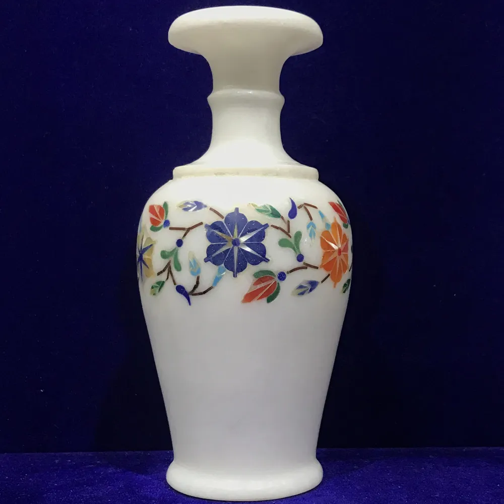 Marble Inlay Vase With Elegant Artistry