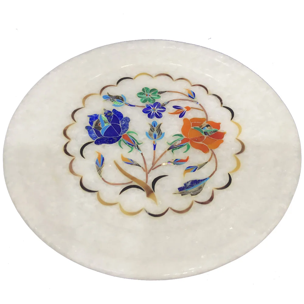Exquisite Marble Inlay Plate – A True of Art and Elegance alternate view
