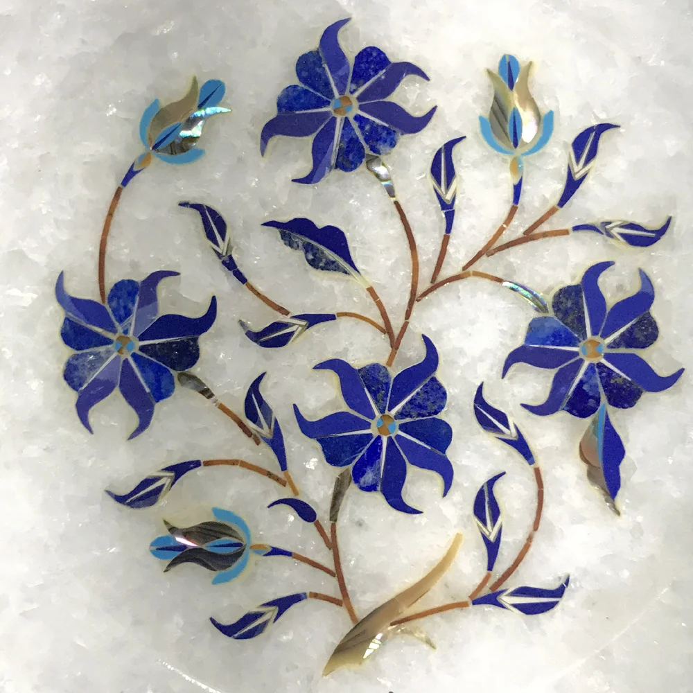 Elegant Marble Inlay Plate – A Fusion of Art and Craftsmanship alternate view