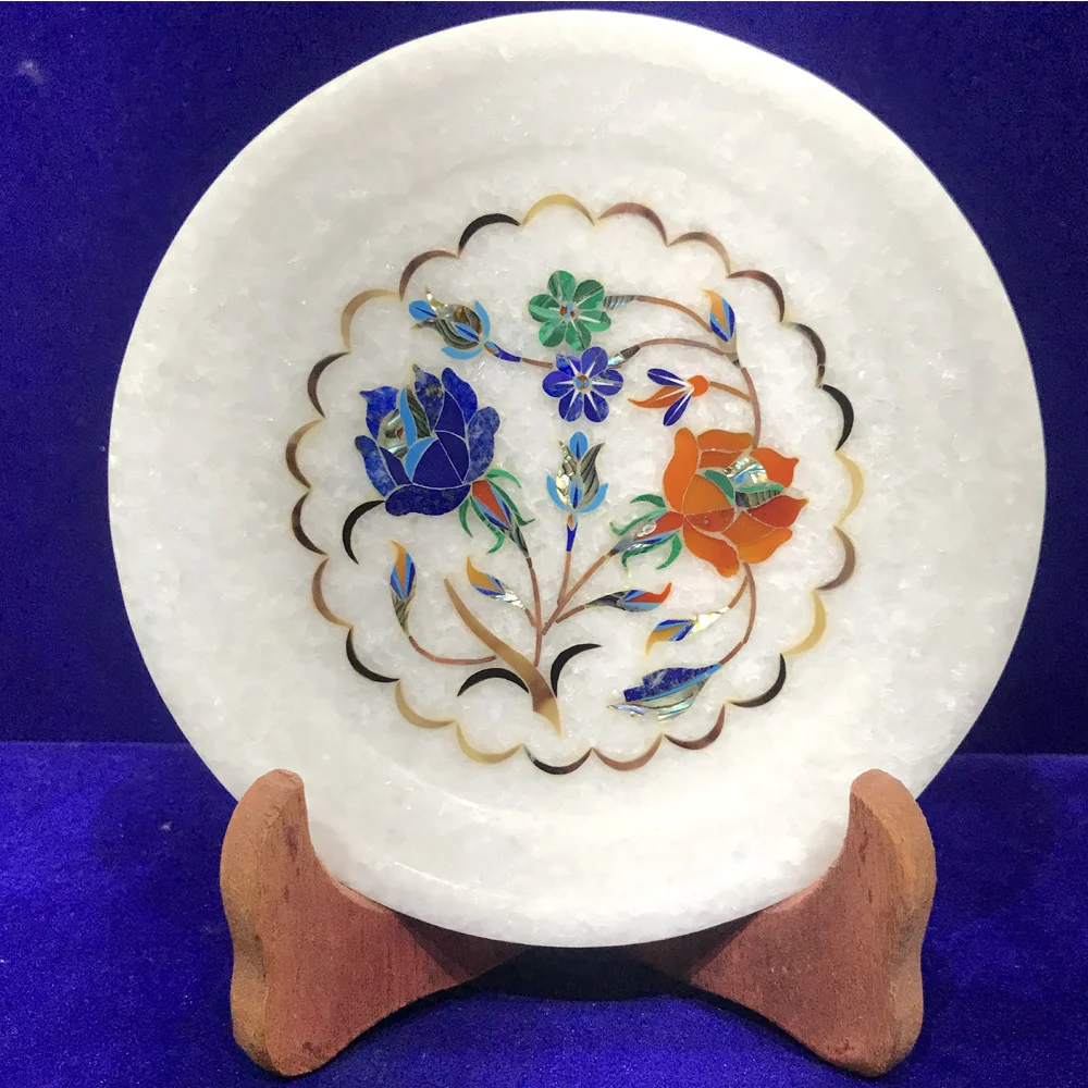 Exquisite Marble Inlay Plate – A True of Art and Elegance