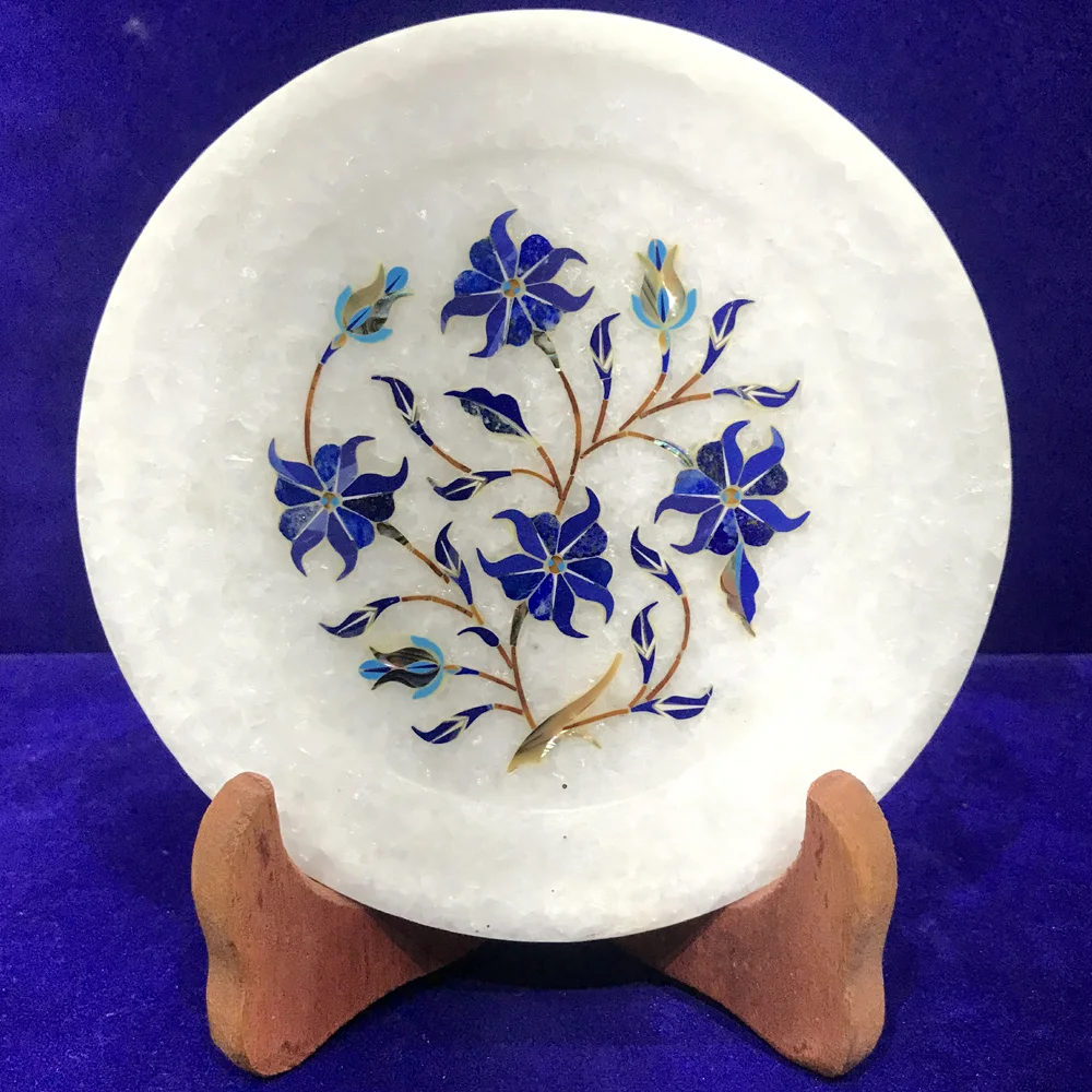 Elegant Marble Inlay Plate – A Fusion of Art and Craftsmanship