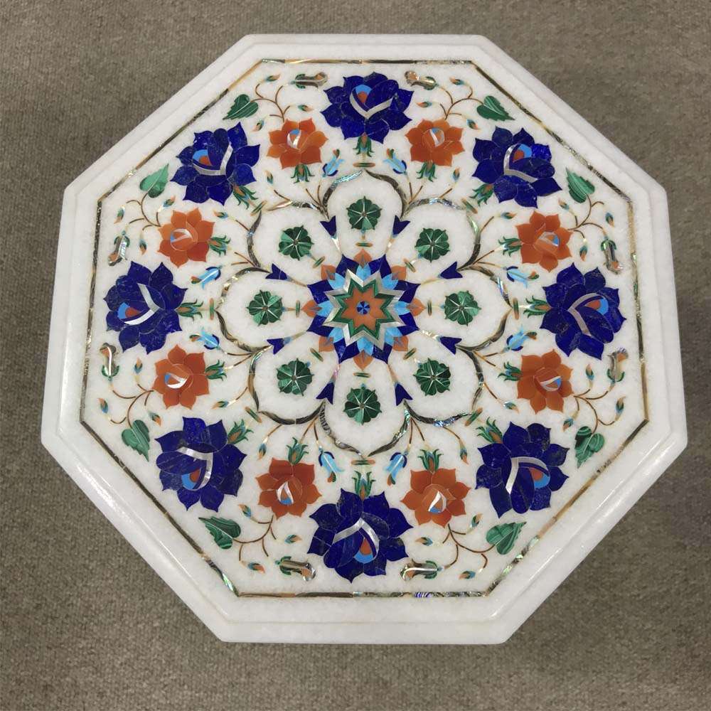 Elegant Marble Inlay Side Table – A Timeless Masterpiece for Your Home Decor alternate view