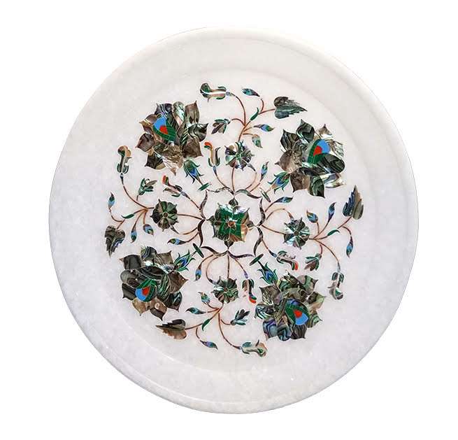 Handcrafted Marble Inlay Plate: A Masterpiece of Timeless Artistry alternate view