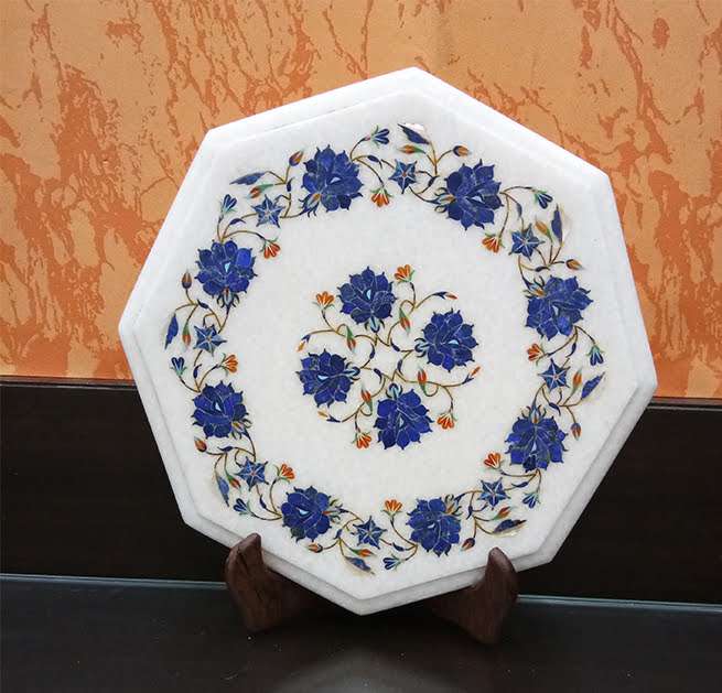 Agra Marble Side Table Top India alternate view