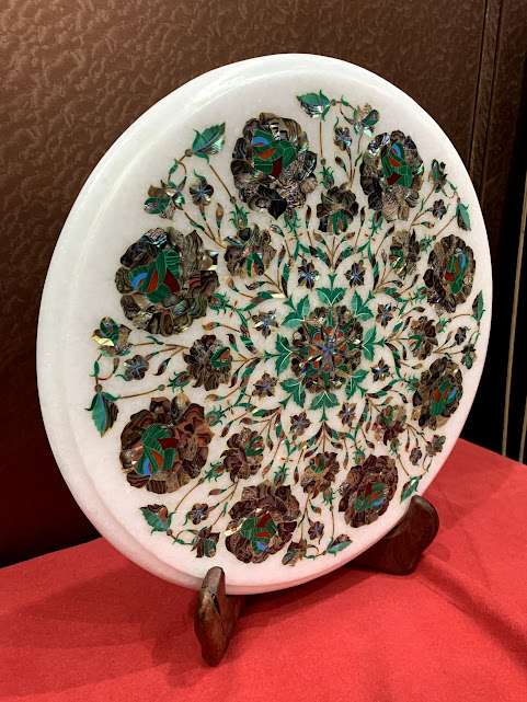Master-Piece Abalone Shell Inlaid Marble Side Table alternate view