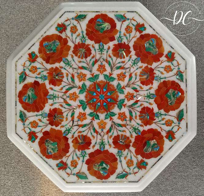 Exquisite Handcrafted Marble Inlay Side Table – Elevate Your Home’s Elegance alternate view
