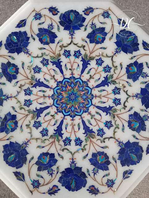 Exquisite Marble Inlay Side Table – Handcrafted Luxury for Modern Interiors alternate view