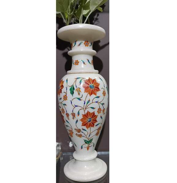 Luxurious Handcrafted Marble Inlay Vase | Timeless Elegance for Home & Office Decor alternate view