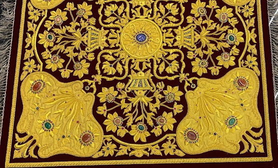 3X3 Feet Antique Tapestry Turkish Design ( Master Piece) With Beautiful Gemstone Embroidery