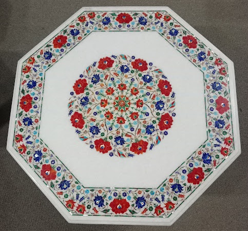 Handcrafted Octangle Marble Inlay Coffee & Patio Table alternate view