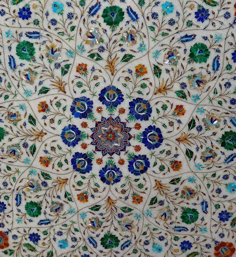 Intricate Design Round Marble Inlay Coffee & Dining Table alternate view