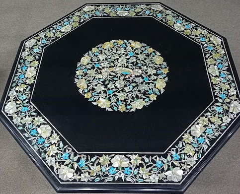 Elegant Piece Mother of pearl Inlay Table Top having a Birds intricate pattern alternate view