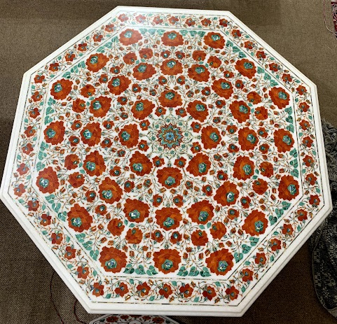 Master Piece White Marble Inlay Table Top Perfect for Center & Dining Table alternate view