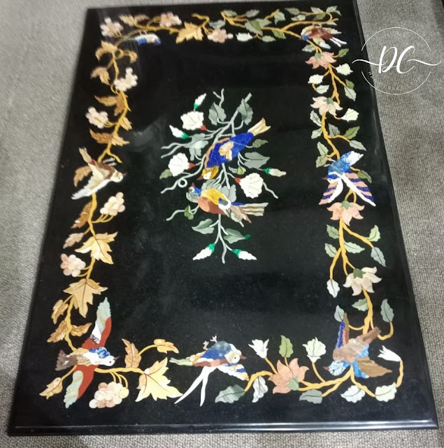 Rectangle Black Marble Inlay Center Table | Sofa Table