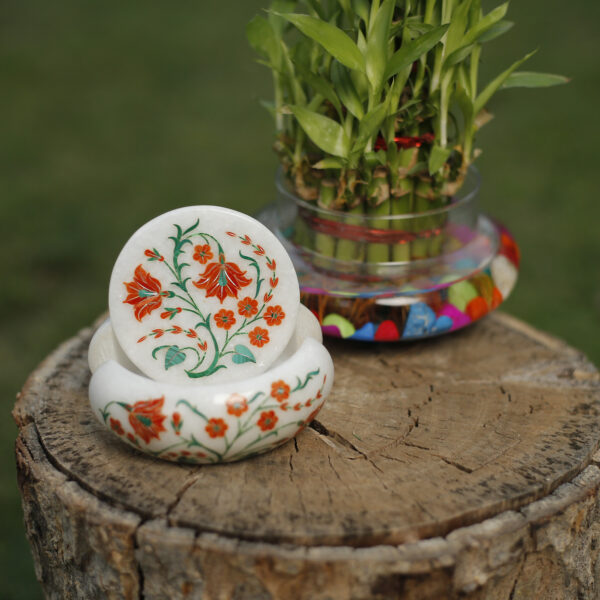 Luxury Handcrafted Marble Inlay Coasters Set – Elegant Stone Drink Protectors for Home & Gifting