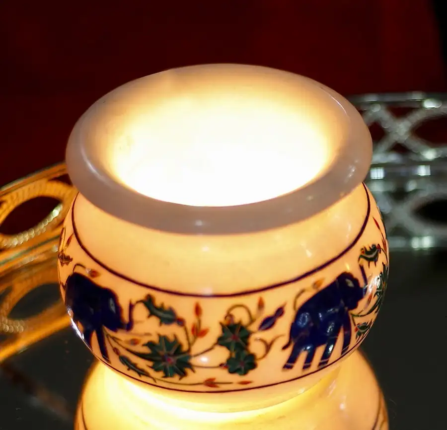 White Marble Inlay Flower Pot| Pitcher & Votives