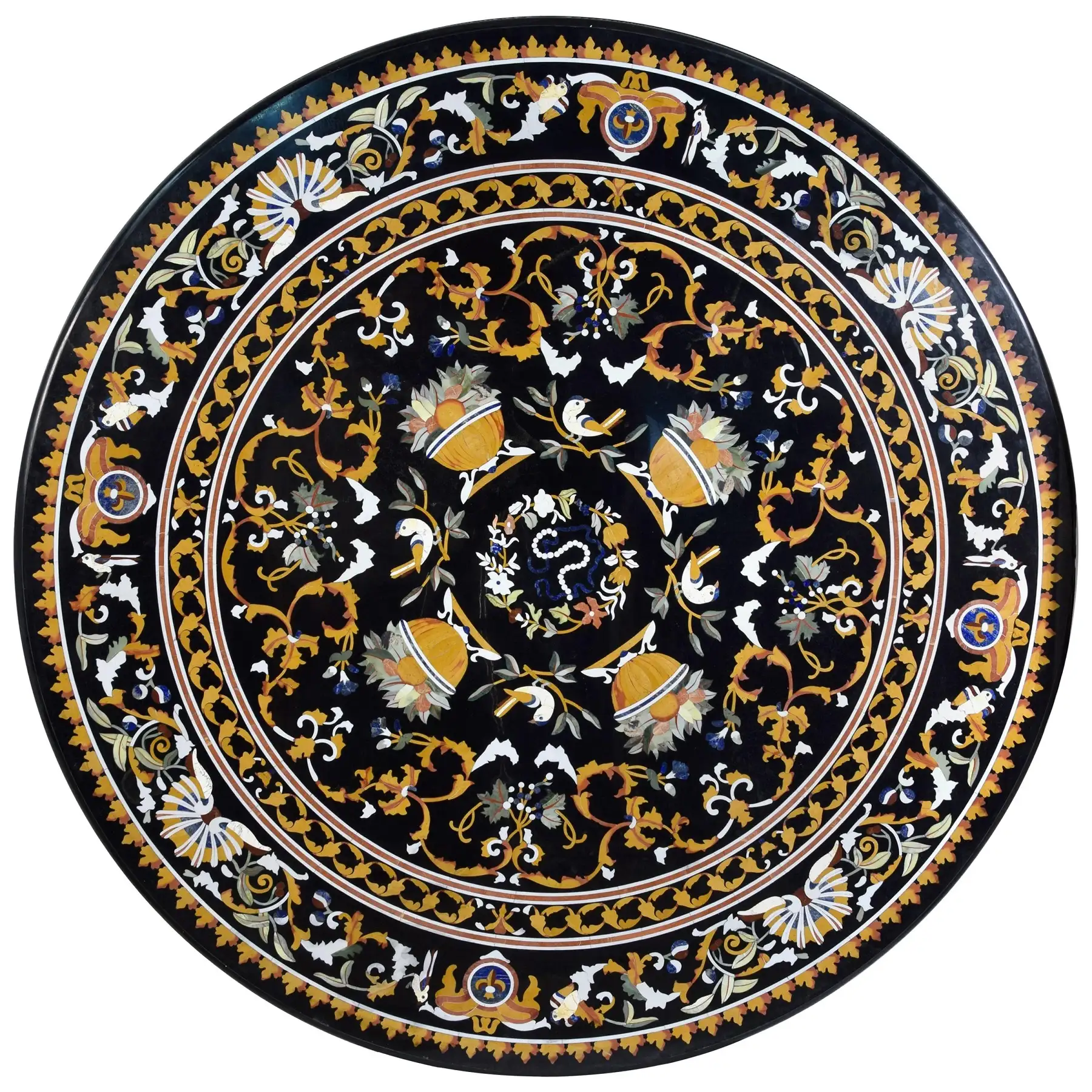 Premium Black Marble Inlay Dining Table – Handcrafted Luxury for Modern Homes