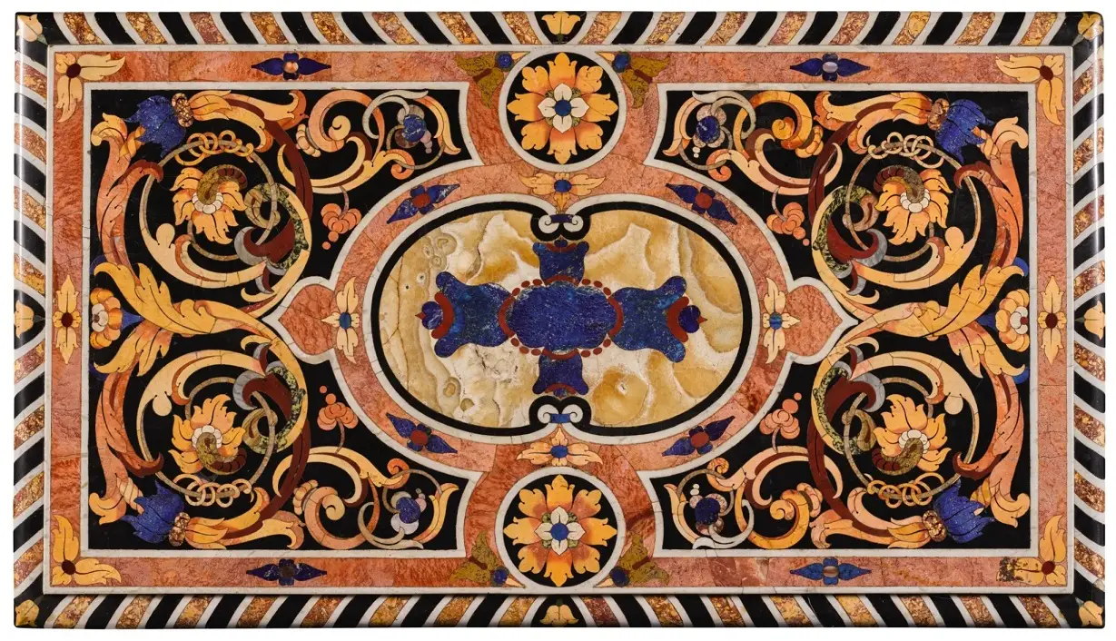 Multicolor Floral Marble Inlay Tabletop – Handcrafted Pietra Dura Art for Luxury Décor alternate view